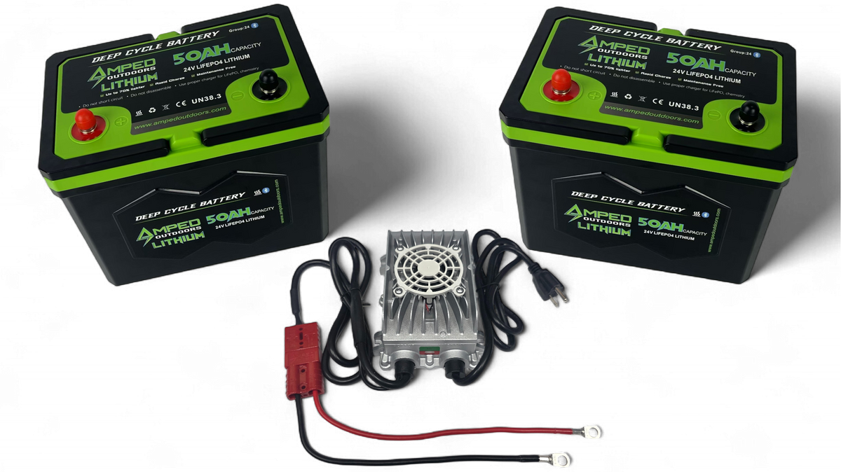 24V 100Ah Trolling Motor Lithium Battery Bundle - Bluetooth - Heated - 24V 10A Charger