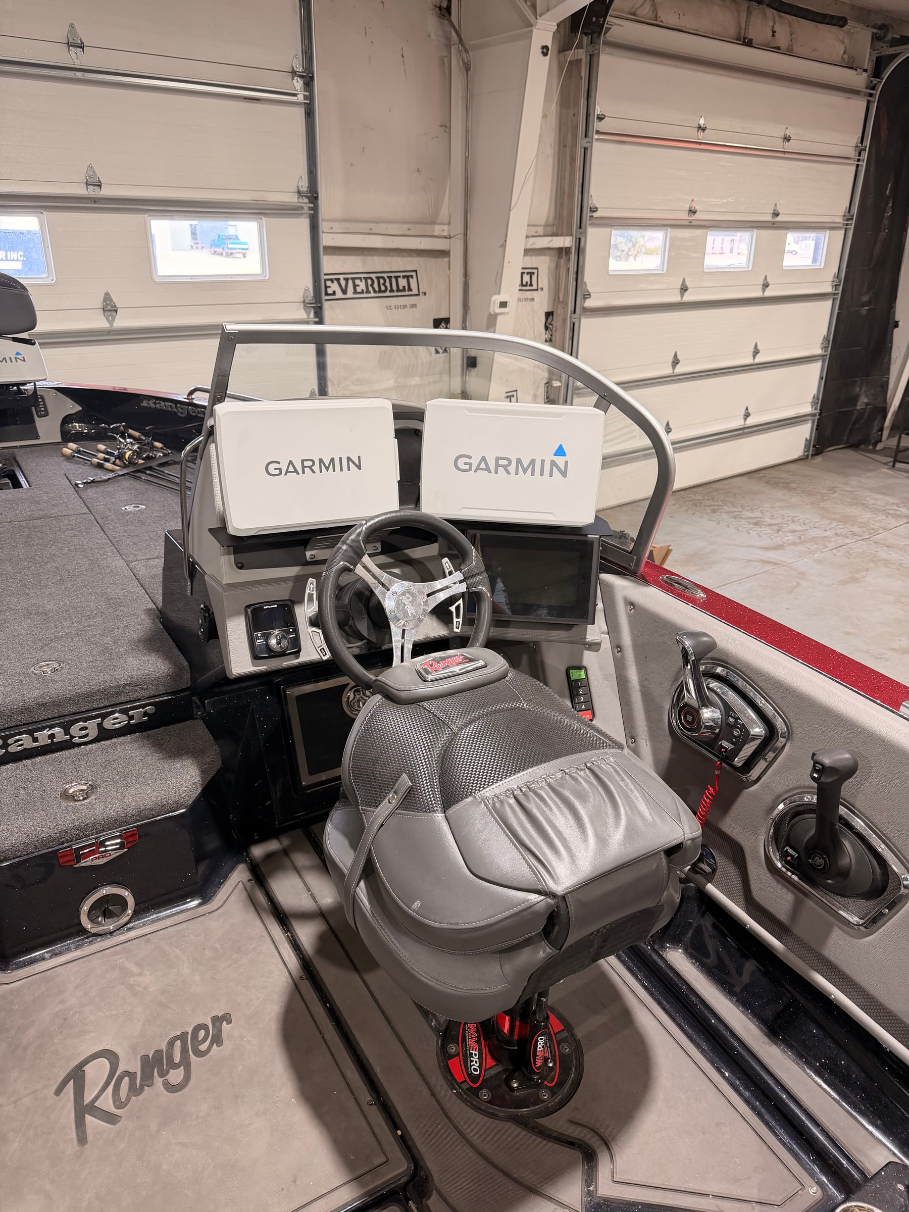 Dual Garmin displays installed at a Ranger boat helm