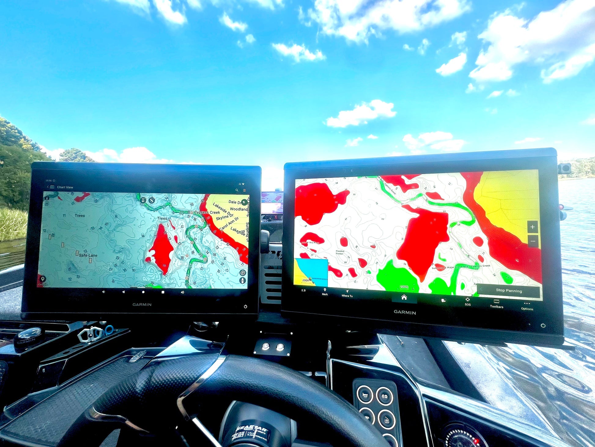 Garmin marine displays on a freshwater boat